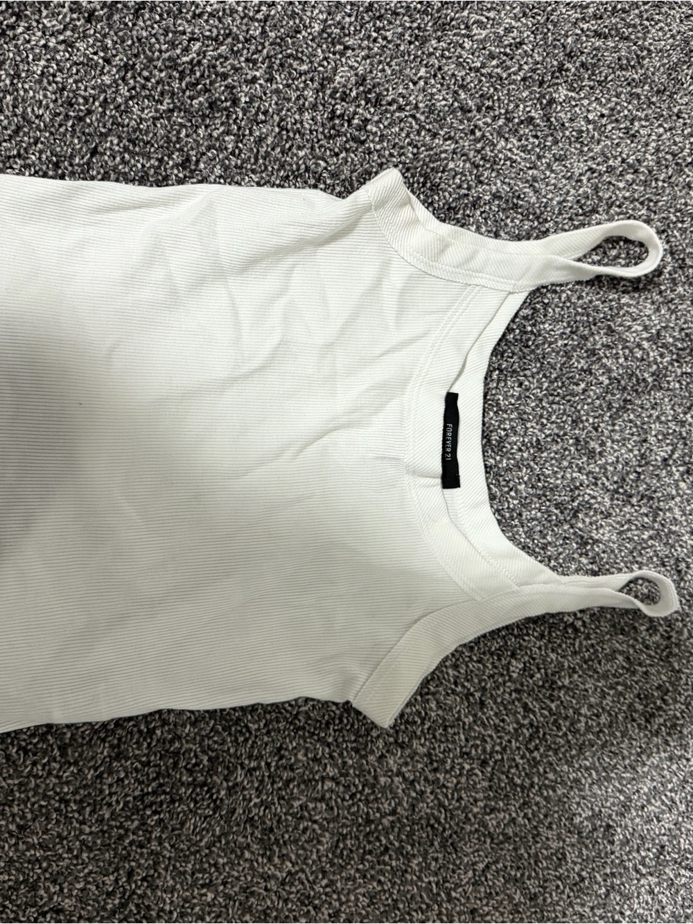 Forever 21 Cream Ribbed Slim Tank Top - Women
